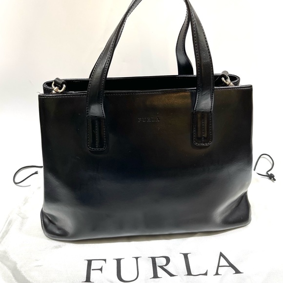 Furla Handbags - FURLA Black Leather Satchel EUC & Dust Bag